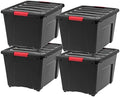 IRIS USA 4-Pack 54 Quart Storage Bins with Lids, Black by IRISUSA