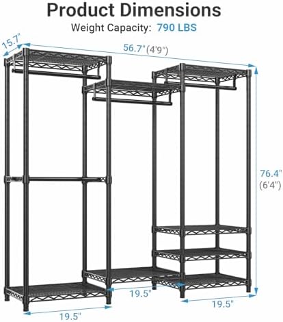 VIPEK V5 Medium Freestanding Clothes Rack, Modular Closet System, Black - Image 5