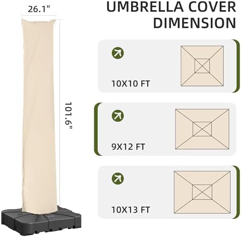 Patio Cantilever Umbrella Outdoor Waterproof Cover with Zippe - Image 2