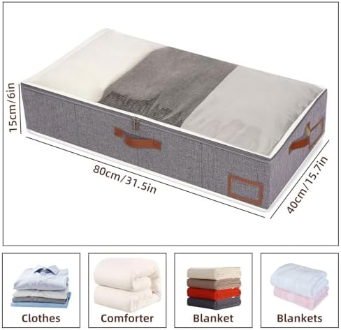 Yawinhe 48L Under Bed Storage,2 Pack Collapsible Container Bags,Grey - Image 6