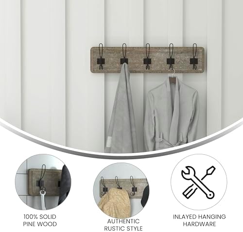 Flash Furniture 24" Wall Mounted Storage Rack, Weathered - Image 3