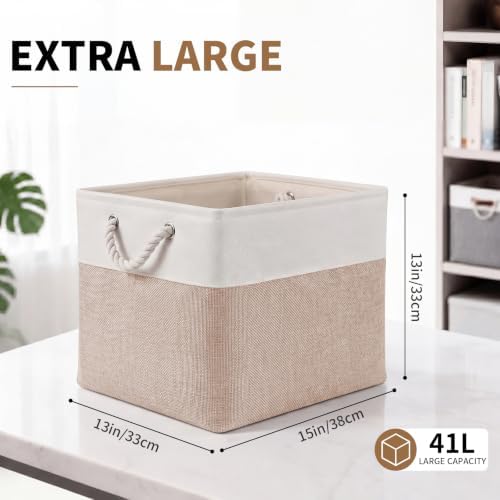 13×15×13 Inch Foldable Fabric Storage Basket with Handles - Image 2