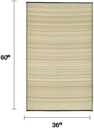 Fab Habitat Outdoor Rug - Waterproof, Fade Resistant, Crease-Free - Premium Recycled Plastic - Striped - Porch, Deck, Balcony, Mudroom, Laundry Room, Patio - Cancun Shadow - Sand & Black - 3 x 5 ft - Image 2