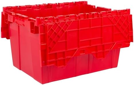 HE HUDSON EXCHANGE 21.9x15.2x12.8” (3 Pack, 12.7 Gallon) Tote with Attached Lid, Red - Image 4