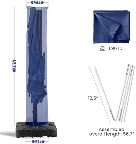 Cantilever Patio Umbrella Cover with Zipper and Rod - Image 5