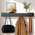 Coat Rack Wall Mount with Shelf Entryway Shelf Modern Key Holder Hanger Wall Shelves with Hidden Hooks for Hanging Towels Coats Hats Bags for Hallway Bathroom Bedroom(Black, 8 Hooks) by FURNAWAY