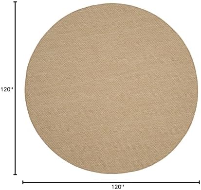 SAFAVIEH Washable Rug Outdoor Courtyard Collection - 10' Round, Natural & Cream, Non-Shedding & Easy Cleaning, Ideal for Patio, Backyard, Mudroom (CY8521-03012) - Image 2