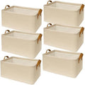 SNWDN 6 Pack Closet Cloth Storage Bins with Handles（ Beige 16.5''L x 11.8''W x 9.8''H） by Unknown