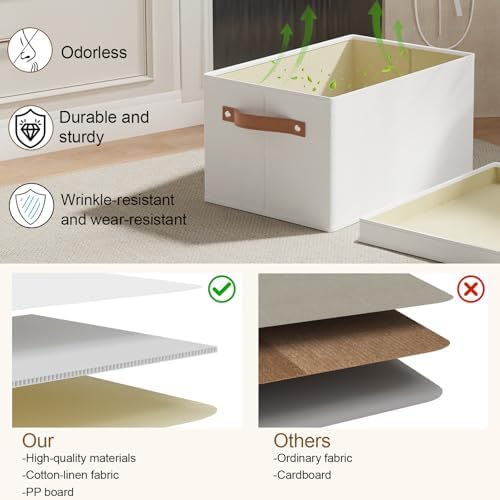 White Foldable Storage Bins,10.2×7.8×6.7 In,Shelf Baskets,5-Pack - Image 7