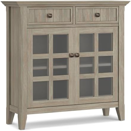 SIMPLIHOME Acadian Storage Bench and Cabinet Set in Distressed Grey - Image 7