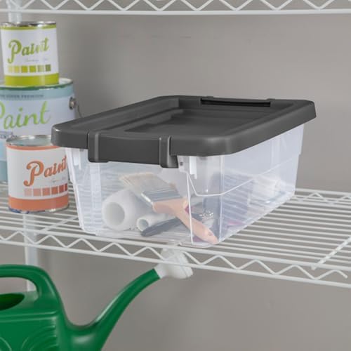 Sterilite 18-Pack Modular Stacker Box, Durable Clear Plastic Storage Bins with Latching Lids, 16 Quart - Stackable Organizing Container Boxes for Closet, Bathroom, and Office - Image 5