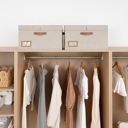 StorageWorks Large Decorative Storage Boxes with Lids, Light Brown - Image 6