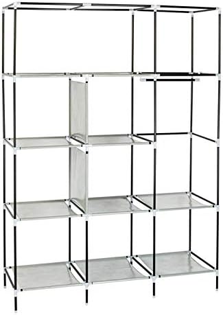 Knocbel Closet Organizer Freestanding Clothes Garment Rack Portable Closets Non-Woven Fabric Cover Wardrobe with Storage Shelves & Hanging Rod, 50" W x 17.7" D x 69" H Dark Blue - Image 7