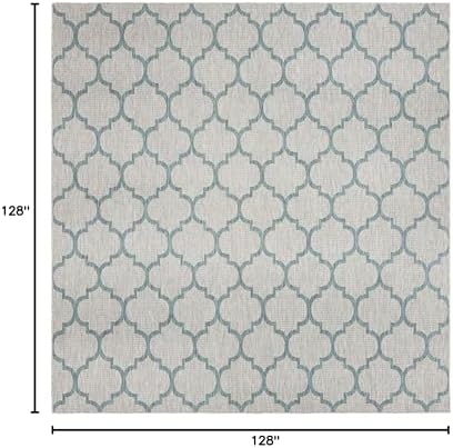 Unique Loom Outdoor Trellis Collection Area Rug - Trellis (Square 10' 8" x 10' 8", Gray/ Ivory) - Image 2