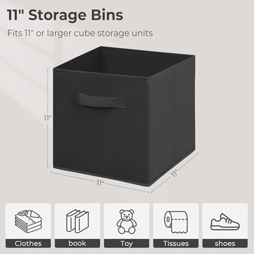 Storage Bins, 11 Inch Fabric Storage Cubes, Collapsible Cube Storage Box, Fabric Closet Organizers with Handle for Home, Office, Cabinet, Closets, Bedroom, Living Room, Black, 40 Set - Image 2