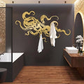 Octopus Coat Rack Wall Mount, Octopus Metal Wall Coat Rack, Ocean Monster Key Holder Wall Mounted, Kraken Hooks for Wall, Towel Hanger Rack Decor for Bathroom (Gold, 13"x24"|34x60cm) by HOLECICWallDecor