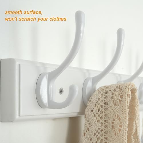 WEBI Coat Rack Wall Mount,10 Hooks,38 1/4" Long,Coat Hooks Wall Mounted,Bamboo Coat Hanger Wall Hook Rack,Jacket Hooks for Hanging Coats,Clothes,White - Image 7