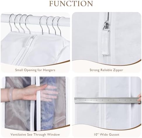 Univivi 40 Inch Cotton Garment Bags for Hanging Clothes 2 Pack, White - Image 5