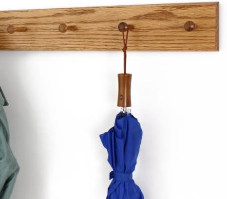 Solid Oak Xtra-Wide Shaker Peg Rack -Made in The USA - Golden Oak Stain 58 x 4.5 Inches with 10 Pegs - Image 3