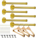 Pintuson 6 Pcs Industrial Pipe Clothes Bar 12 Inch - Wall Mount Clothing Rack - Face Out Closet Rods for Hanging Clothes Commercial Retail Boutique Laundry Shirt Display - Golden by HOME
