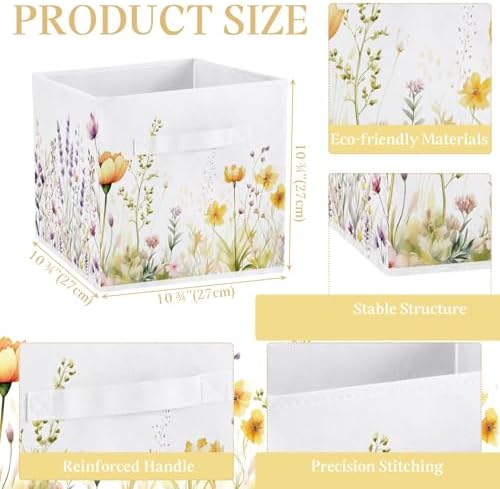 Geelin 6 Pcs Wildflower Cube Storage Bins 11 in Storage Basket with Handle - Image 2