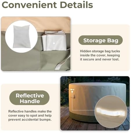 BPS Waterproof Patio Table and Chairs Cover, 600D Anti-UV Outdoor Dining Furniture Set Cover with Air Vent and Storage for Patio Round Sectional Set, 120''Dia x 32''H - Image 5