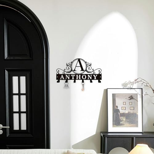Personalized Family Name Metal Wall Hook Rack – Custom Coat Key Holder with Heart Infinity Design – Rustic Home Entryway Organizer for Jackets, Hats, Bags (Black 2) - Image 6
