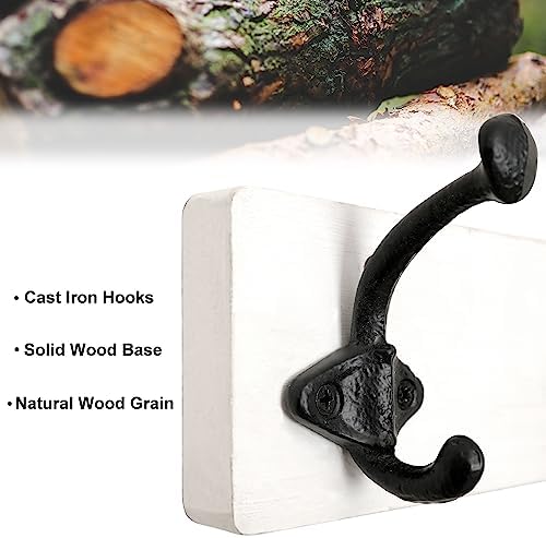 WEBI Rustic Coat Rack Wall Mount,5 Cast Iron Coat Hooks Wall Mounted,Heavy Duty Antique Vintage Hooks for Hanging Coats,Jacket,Clothes,Black on White,2 Packs - Image 5