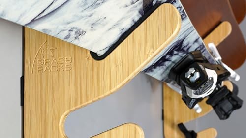 Grassracks Bamboo Ski Rack - Indoor Horizontal Ski Wall Mount Hallsteiner Series - Masterfully-Crafted Premium Indoor Ski Display Wall Hanger (4 or 5 Pairs of Skis, Bamboo) - Image 5