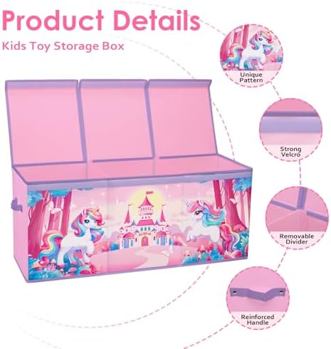 decalsweet Large Toy Box Collapsible Chest Organizer with Flip Lid for Kids - Image 3