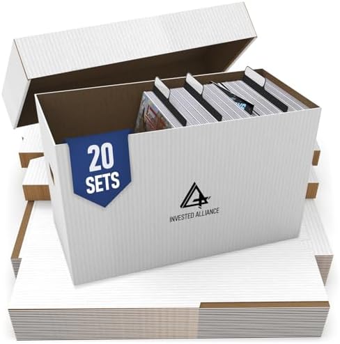 Invested Alliance Premium Short Comic Book Storage Box Organizer with Lid | Thick Cardboard Comic Storage Box For Collectibles Fits 150-175 Current/Silver Age, Heavy Duty & Stackable. by InvestedAlliance