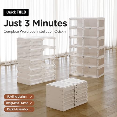 ANTBOX Foldable Shoe Rack,Shoe Organizers for Closet Plastic Shoe Storage Box Space Saving for Entryway, Large Sturdy Stackable Sneaker Cabinet Bins with Magnetic Clear Door 8 Tiers 16 Pairs - Image 4