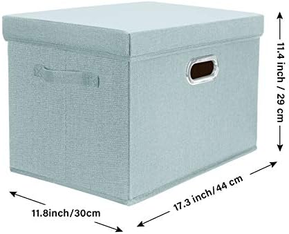 TYEERS Large Storage Bins with Lids, Collapsible, Washable, Fabric Storage Boxes for Organizing, 17.3x11.8x11.4 inches, 5 Pack, Aqua Spring - Image 2