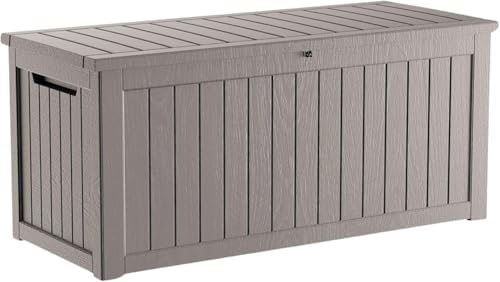 270 Gallon Outdoor Storage Box Waterproof, Lockable Resin Deck Box Large Storage Bin for Patio Furniture Cushion, Garden Tools, Pool Accessories, UV-Resistant Outside Delivery, Gray by GraceYourYard
