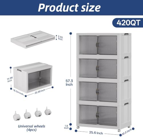 SAILUN Stackable Storage Bins with Lid, 420QT 4 Pack Gray - Image 2
