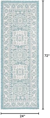 Rugs.com - Outdoor Aztec Rug – 6 Ft Runner Aqua Indoor/Outdoor Rug – Weather-Resistant Runner for Patios, Decks, and Porches - Image 2
