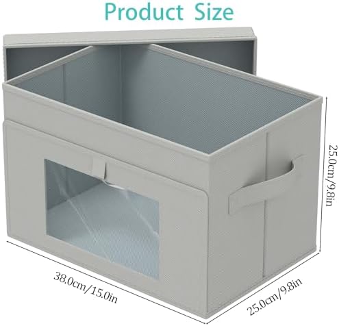 Fabric Storage Bins with Lids, 2 Pack, Grey, 15x9.8x9.8 In - Image 3