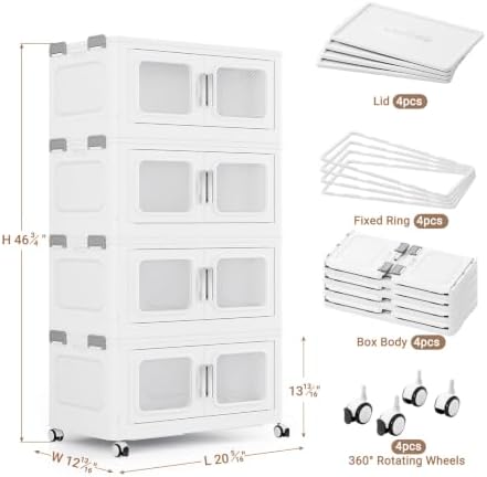 BROVIEW 240 Qt Extra Large Stackable Storage Bin with Lids, 4 Pack White - Image 2
