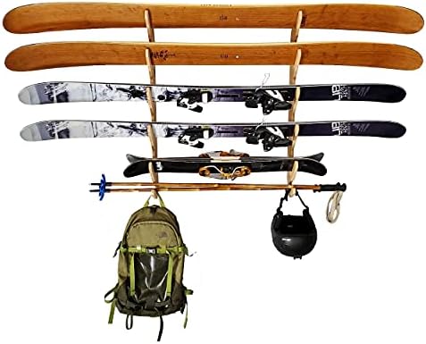 Grassracks Bamboo Ski Rack - Indoor Horizontal Ski Wall Mount Hallsteiner Series - Masterfully-Crafted Premium Indoor Ski Display Wall Hanger (4 or 5 Pairs of Skis, Bamboo) - Image 6