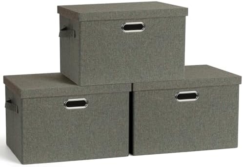 Storage Bins with Lids Fabric Closet Organizers Cubes Office Organization by GraciadecoStorage