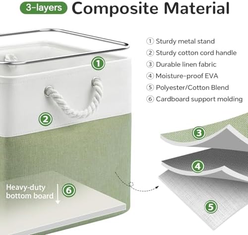 13x13 Inch Foldable Fabric Cube Storage Bins with Handles 6 Pack - Image 4