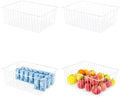 Upright Freezer Organizer Bins， Freezer Baskets for 16, 17, 21 cu.ft Standup Freezer, Wire Storage Baskets with Built-in Handles for Frozen Foods, Snacks, Vegetables, Fruits and More, Set of 4 , White by lonpute