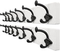 WEBI Rustic Coat Rack Wall Mount,30" Long 7 Cast Iron Coat Hooks Wall Mounted,Heavy Duty Farmhouse Wood Coat Hanger Wall Vintage Hooks for Hanging Jacket,Clothes,Backpack,Black on White,2 Packs by WEBI