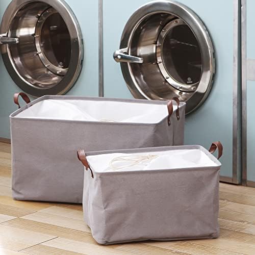 Hinwo 70L Extra Large Canvas Storage Bin with Lid and Handles, 6-Pack - Image 3