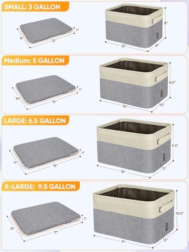 BALEINE 4 Pack Fabric Closet Storage Bins for Shelves, Linen Closet Organizers and Storage, Decorative Baskets for Organizing, Shelf, Clothes, Home, Office (Grey, 17''x13''x10.5'') - Image 2