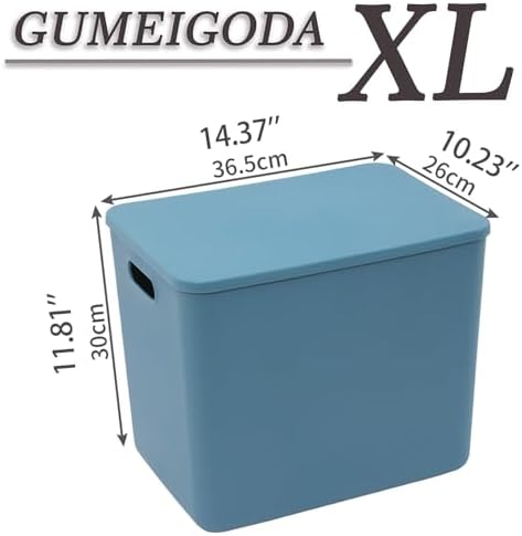 Plastic Storage Bins with lids,Storage Baskets,Container with handle,Storage Organizer Bins for Shelves,Office,Bedrooms,Closets, Cabinets(Blue, 4XL) - Image 5