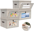 Magnetic Front Opening Fabric Storage Bins with Lids, 15x9.8x9.8in 4Pack by Domsanistor