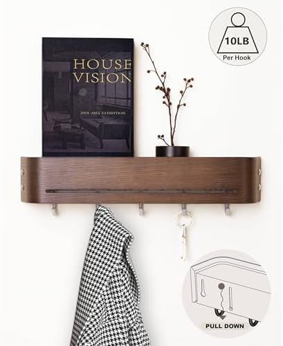 Key Holder Wall Mount with Shelf | Brown | 17 inch - Image 2