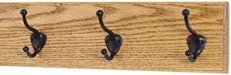 PegandRail Oak Wall Mounted Coat Rack with Bronze Hooks 4.5" Ultra Wide (Golden Oak, 15" x 4.5" with 3 Hooks) by PEG+AND+RAIL