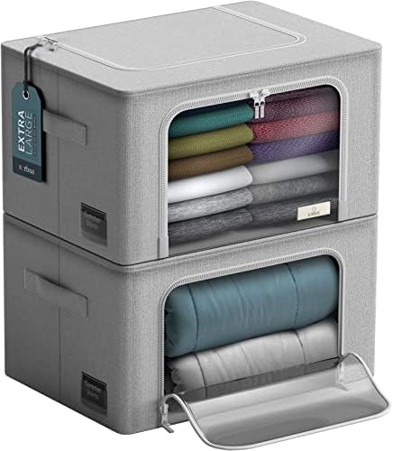 Sorbus Jumbo Clothing Storage Bins with Clear Window (2 Pack, Grey) by Sorbus